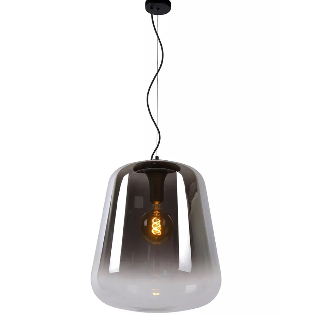 Straluma Grote hanglamp smoke glazen kap met zwart> Eettafellampen|Eetkamerverlichting
