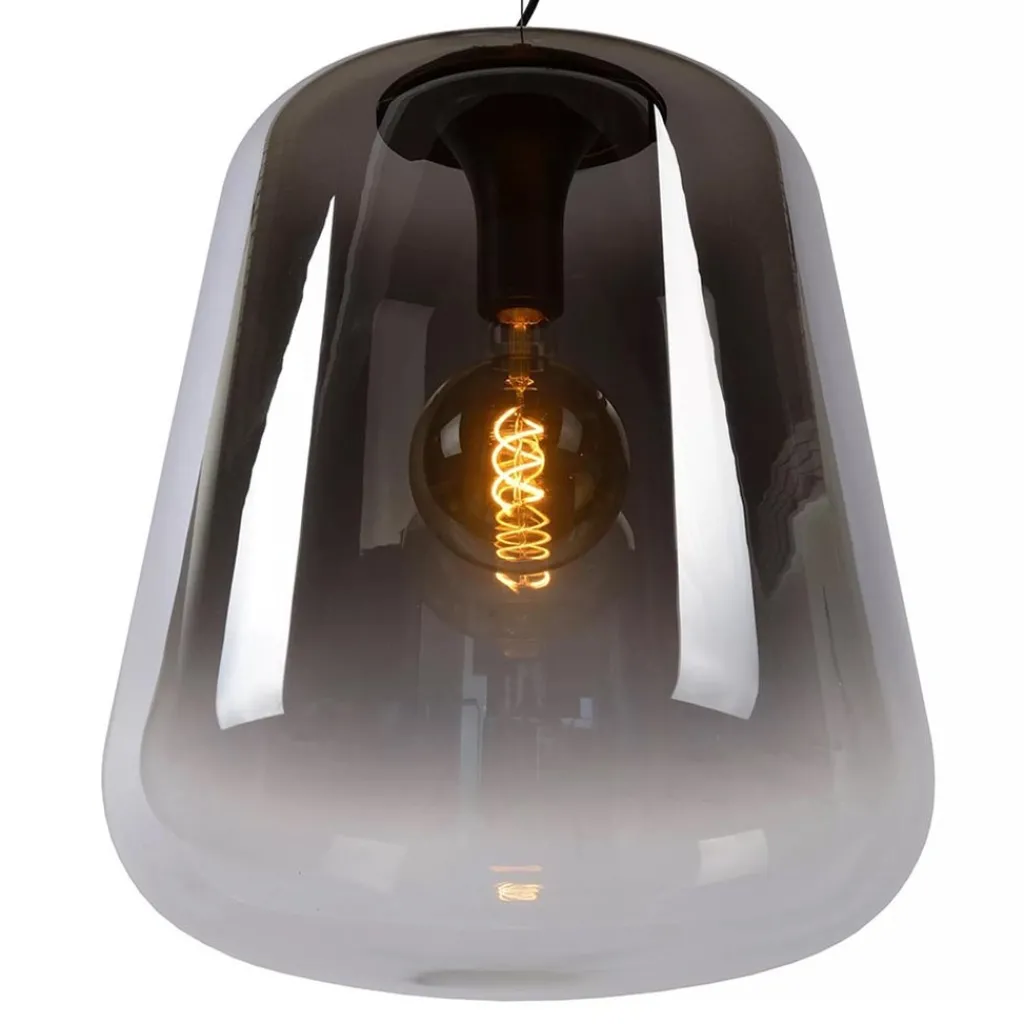 Straluma Grote hanglamp smoke glazen kap met zwart> Eettafellampen|Eetkamerverlichting