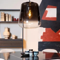 Straluma Grote hanglamp smoke glazen kap met zwart><noscript><img width=