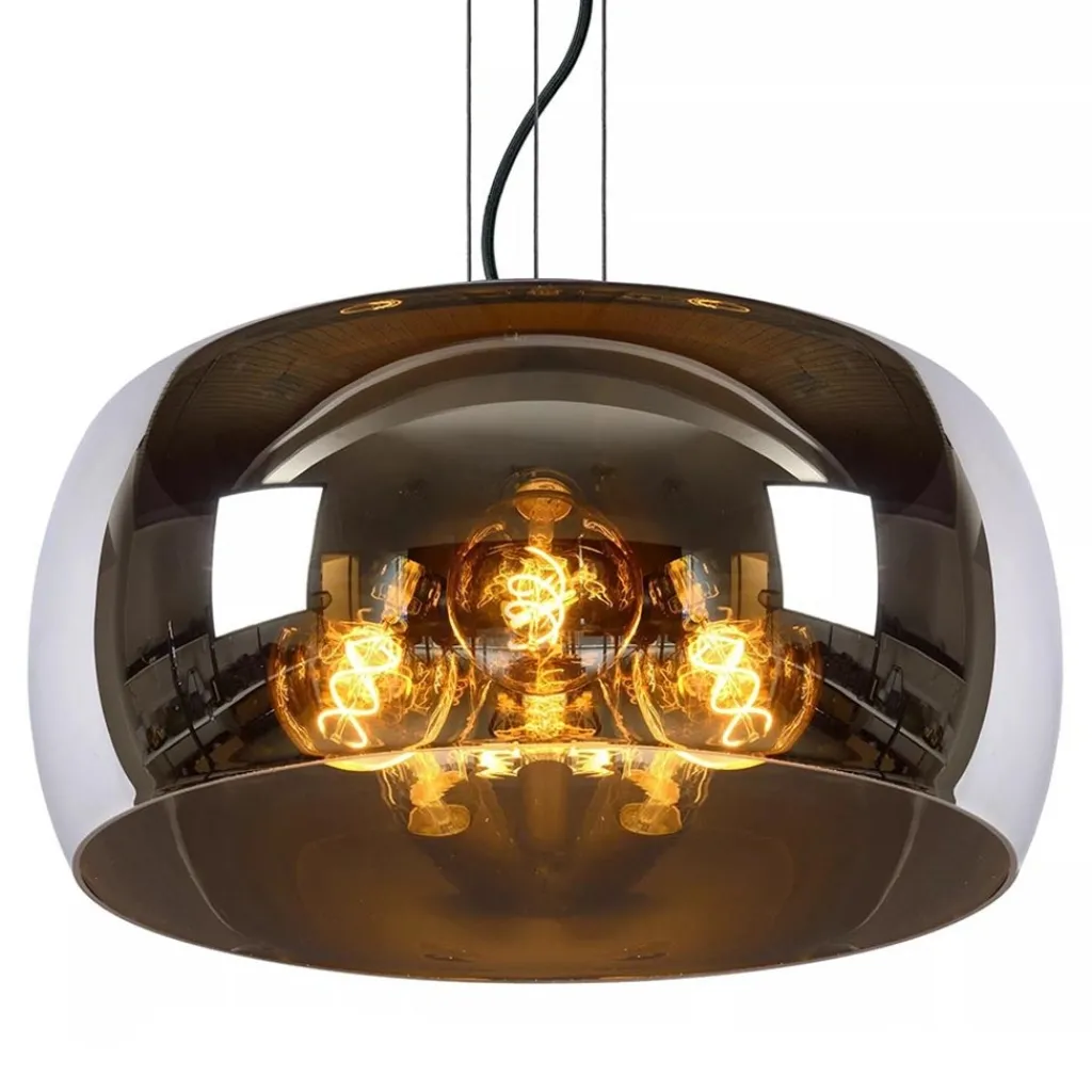 Straluma Grote hanglamp zwart met smoke glazen kap> Eettafellampen|Eetkamerverlichting