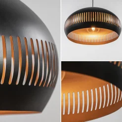 Straluma Grote koepel hanglamp zwart met goud 50 cm><noscript><img width=