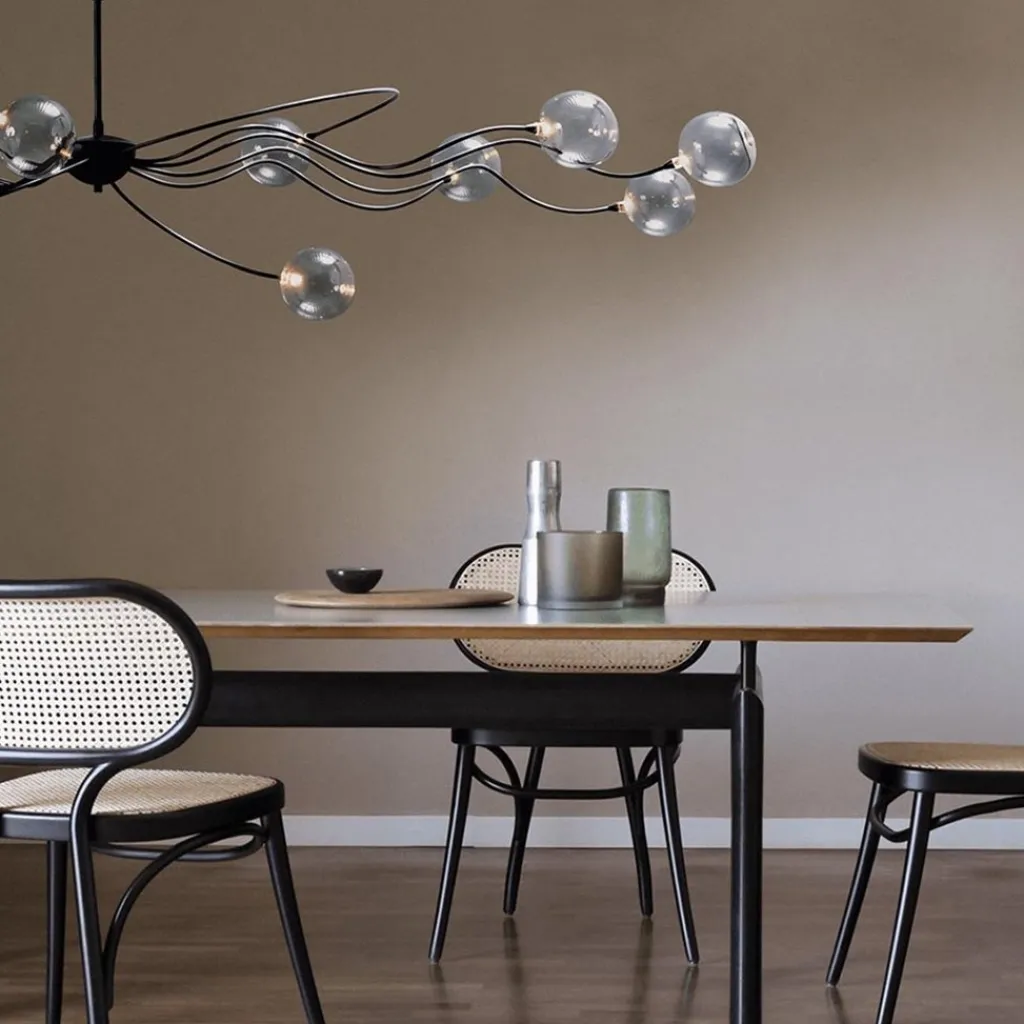 Straluma Grote LED hanglamp zwart met helder glazen bollen> Hanglampen|Eettafellampen