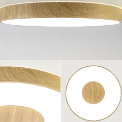 Straluma Grote LED plafondlamp met houtlook 65 cm><noscript><img width=