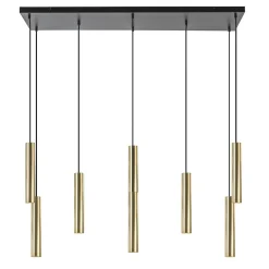 Straluma Grote 8-lichts hanglamp cilinder zwart met goud> Eettafellampen|Eetkamerverlichting