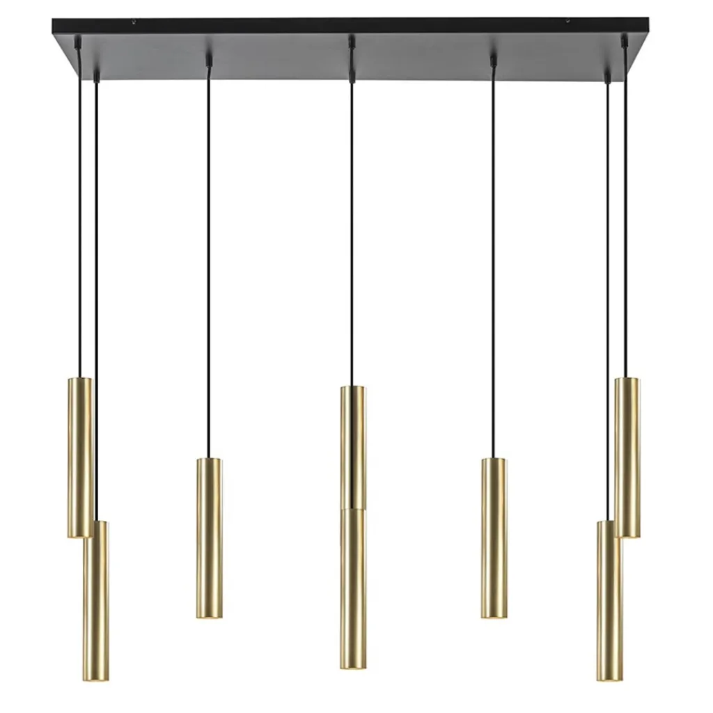 Straluma Grote 8-lichts hanglamp cilinder zwart met goud> Eettafellampen|Eetkamerverlichting