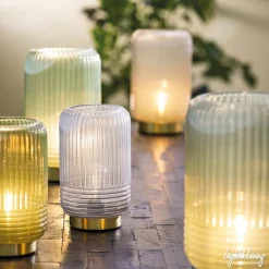 Straluma Grote Lipa tafellamp batterijen warm licht grijs ribbel glas><noscript><img width=