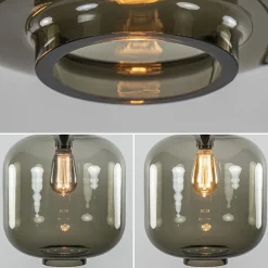 Straluma Grote plafondlamp smoke glas met mat zwart><noscript><img width=