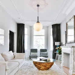 Straluma Grote retro hanglamp opaal glas met zwart><noscript><img width=