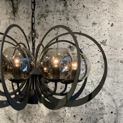 Straluma Grote ronde hanglamp metaal  met smoke glas en spot><noscript><img width=