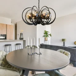 Straluma Grote ronde hanglamp metaal  met smoke glas en spot><noscript><img width=