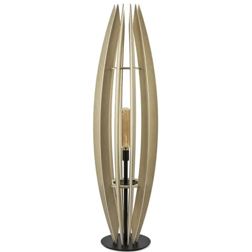 Straluma Grote vloerlamp blank hout met mat zwarte voet> Vloerlampen|Botanische Verlichting