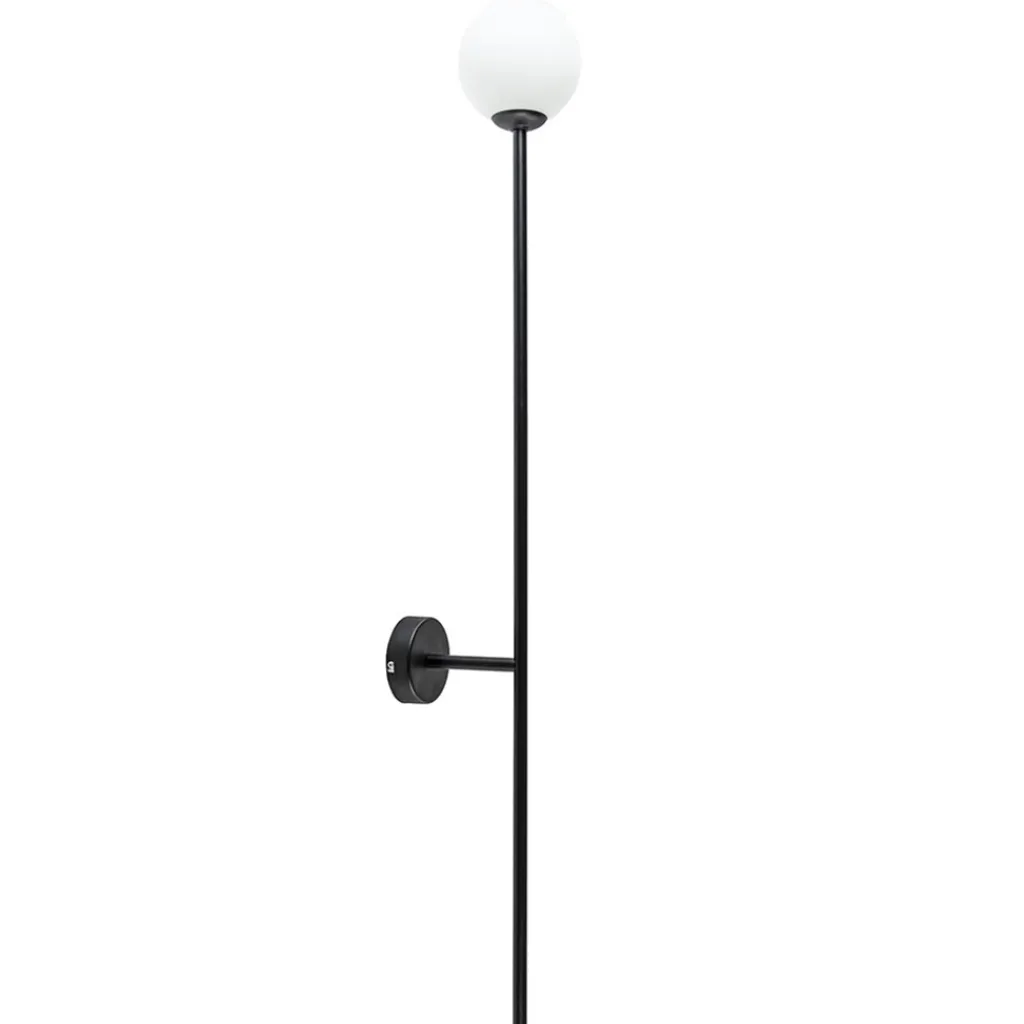 Straluma Grote wandlamp mat zwart met witte glazen bol> Wandlampen|Industriële Verlichting