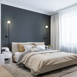 Straluma Grote wandlamp mat zwart met witte glazen bol><noscript><img width=