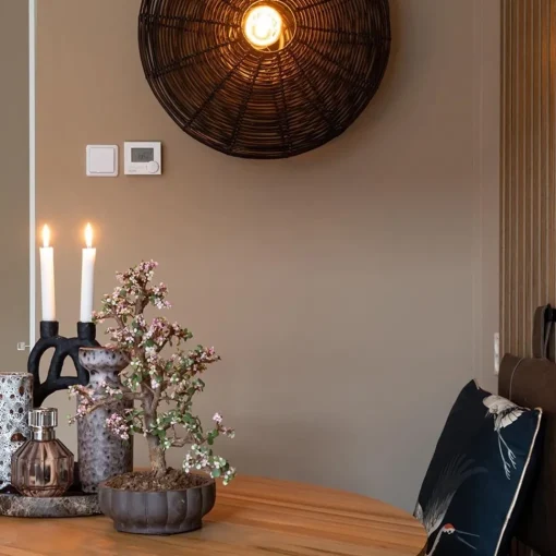 Straluma Grote wandlamp Mataka donker bruin rotan inclusief snoer> Light and Living|Halverlichting