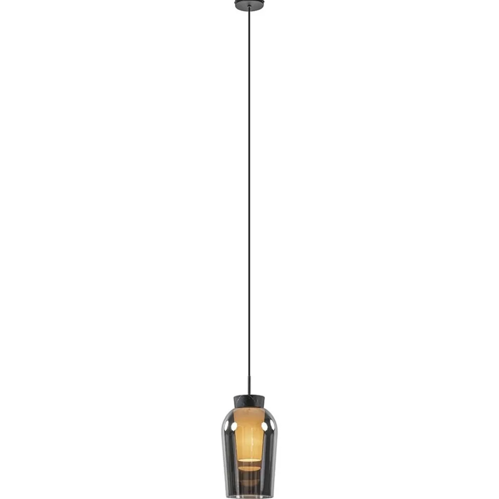 Straluma Hanglamp 1 lichts zwart/marmer met smoke glas> Hanglampen|Eettafellampen