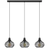 Straluma Hanglamp Aglio 28cm 3L op balk zwart> Eettafellampen|Draadlampen