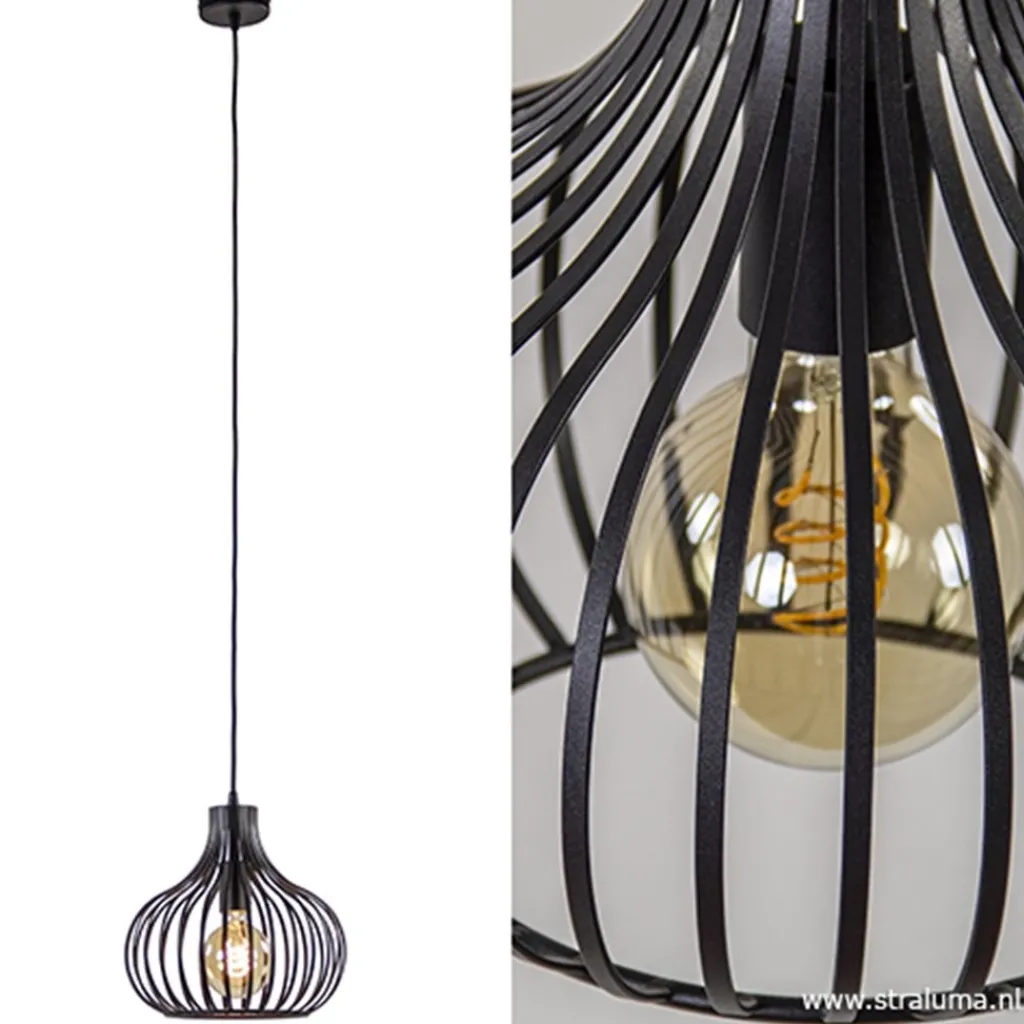 Straluma Hanglamp Aglio 28cm zwart> Pendel Lampen|Woonkamerlampen