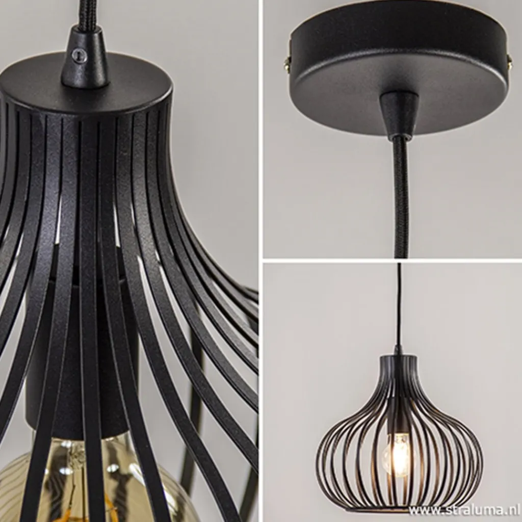 Straluma Hanglamp Aglio 28cm zwart> Pendel Lampen|Woonkamerlampen