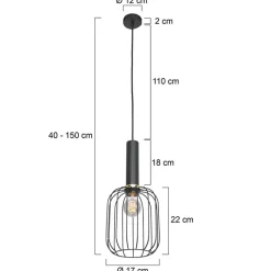 Straluma Hanglamp Aureole cilinder smal zwart><noscript><img width=