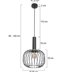 Straluma Hanglamp Aureole cilinder breed zwart><noscript><img width=