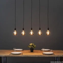 Straluma Hanglamp balk 110cm + 5x pendel zwart><noscript><img width=