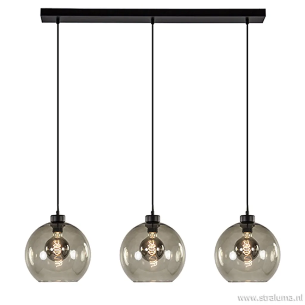 Straluma Hanglamp balk 3L smoke bolglas> Eettafellampen|Pendel Lampen