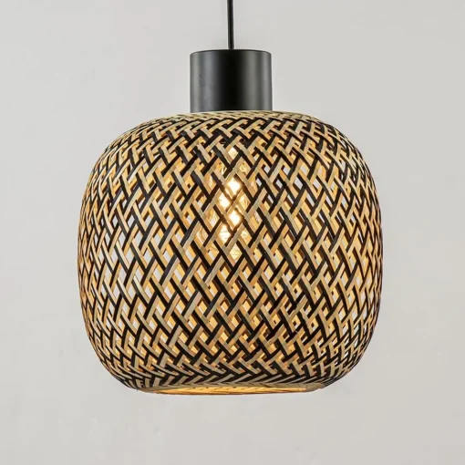Straluma Hanglamp balk 3L zwart + bamboe> Eettafellampen|Keukenverlichting