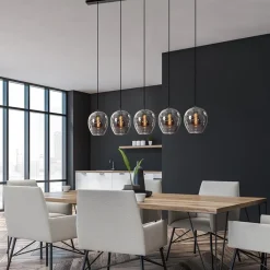 Straluma Hanglamp balk zwart 5-lichts smoke glas><noscript><img width=