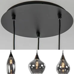 Straluma Hanglamp Cambio 3L rond zwart smoke glas><noscript><img width=