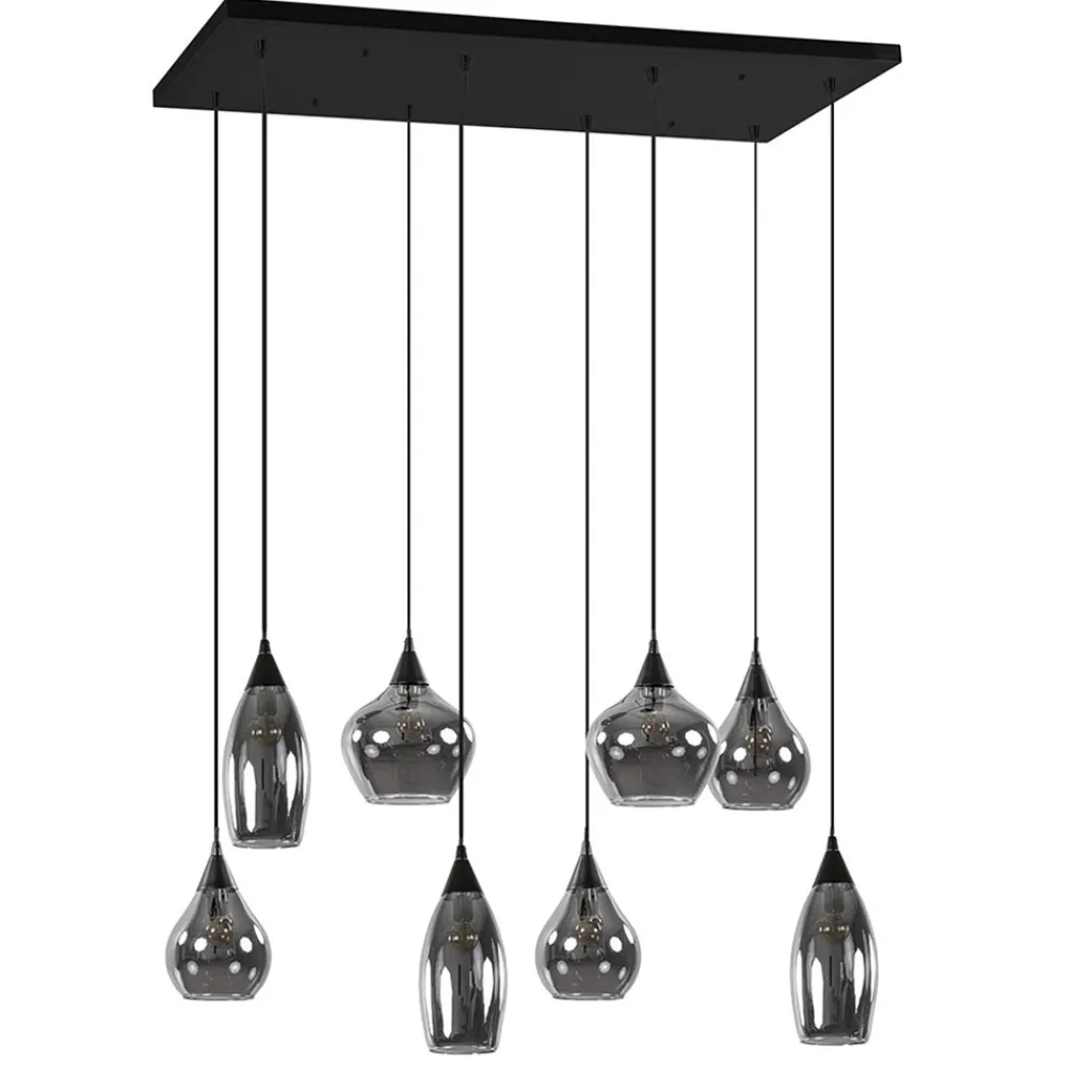 Straluma Hanglamp Cambio 8L zwart + smoke glas> Eettafellampen|Keukenverlichting