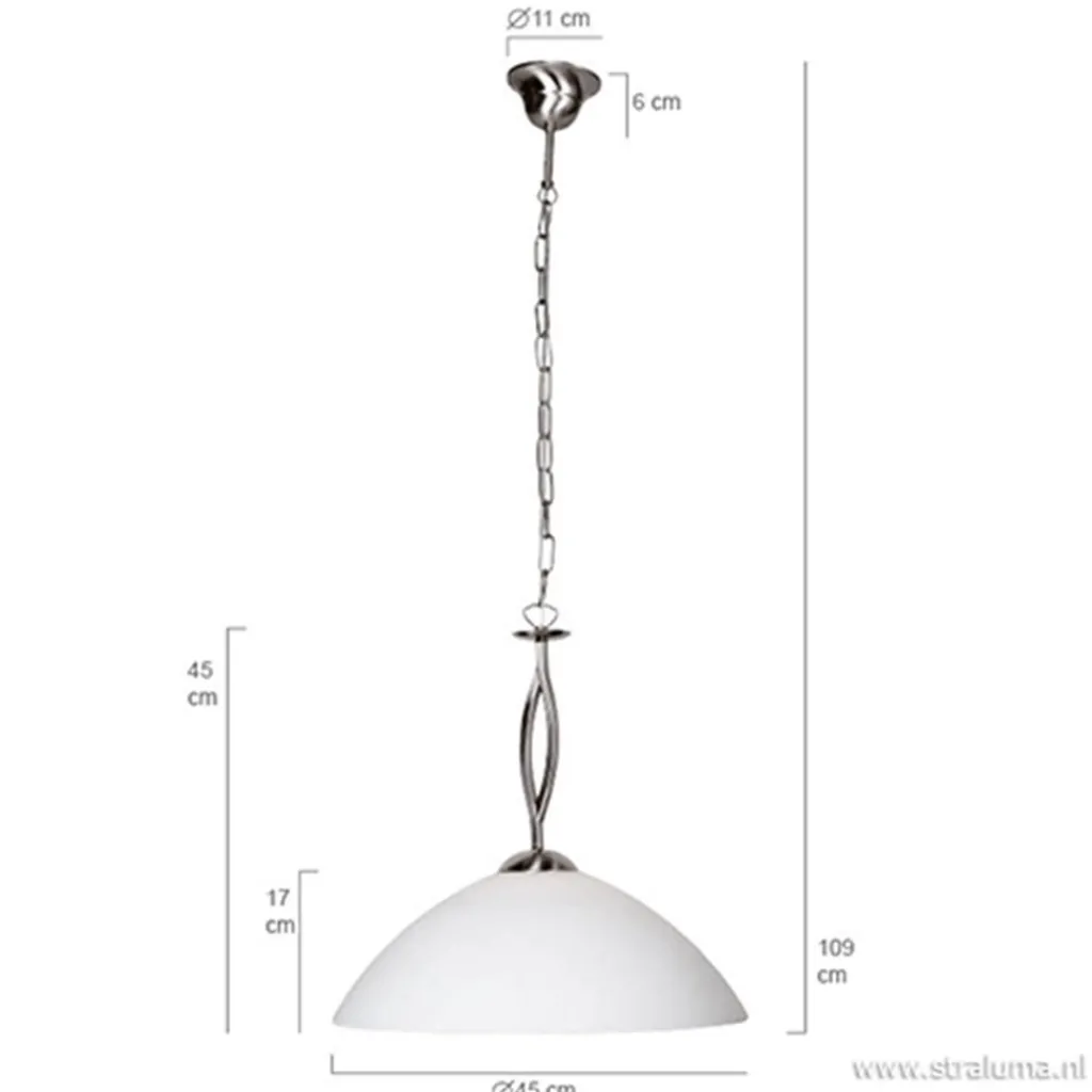 Straluma Hanglamp Capri staal/glas woonkamer> Eettafellampen|Woonkamerlampen