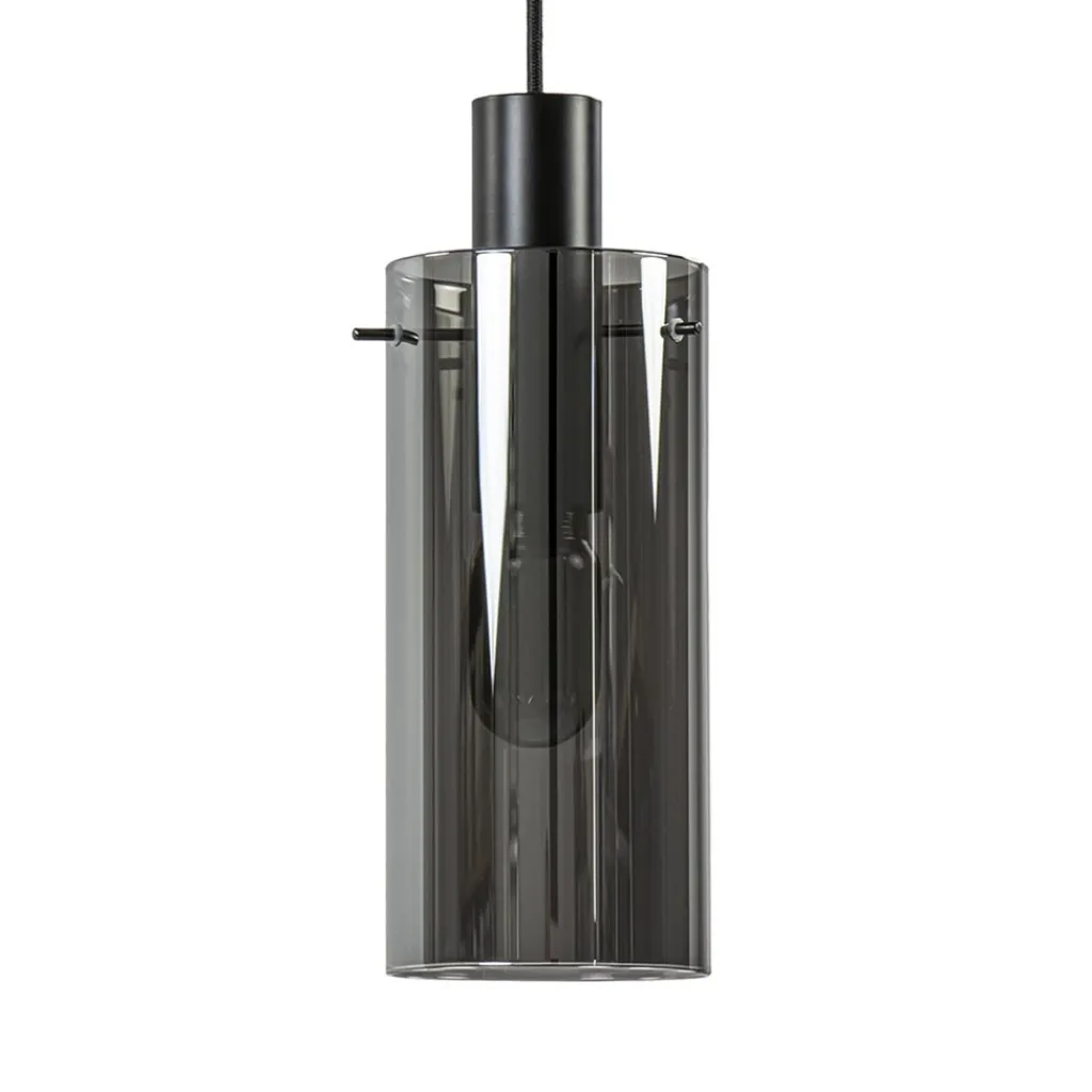 Straluma Hanglamp cilinder zwart met smoke glas> Woonkamerlampen|Slaapkamerlampen