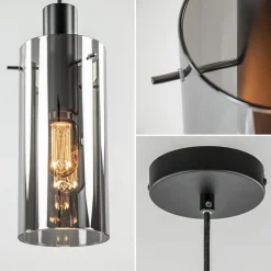 Straluma Hanglamp cilinder zwart met smoke glas><noscript><img width=