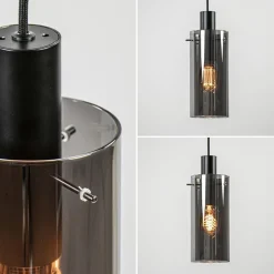 Straluma Hanglamp cilinder zwart met smoke glas><noscript><img width=