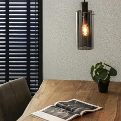 Straluma Hanglamp cilinder zwart met smoke glas><noscript><img width=