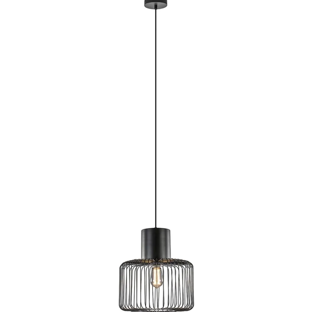 Straluma Hanglamp draad cilinder zwart met klos> Draadlampen|Eetkamerverlichting