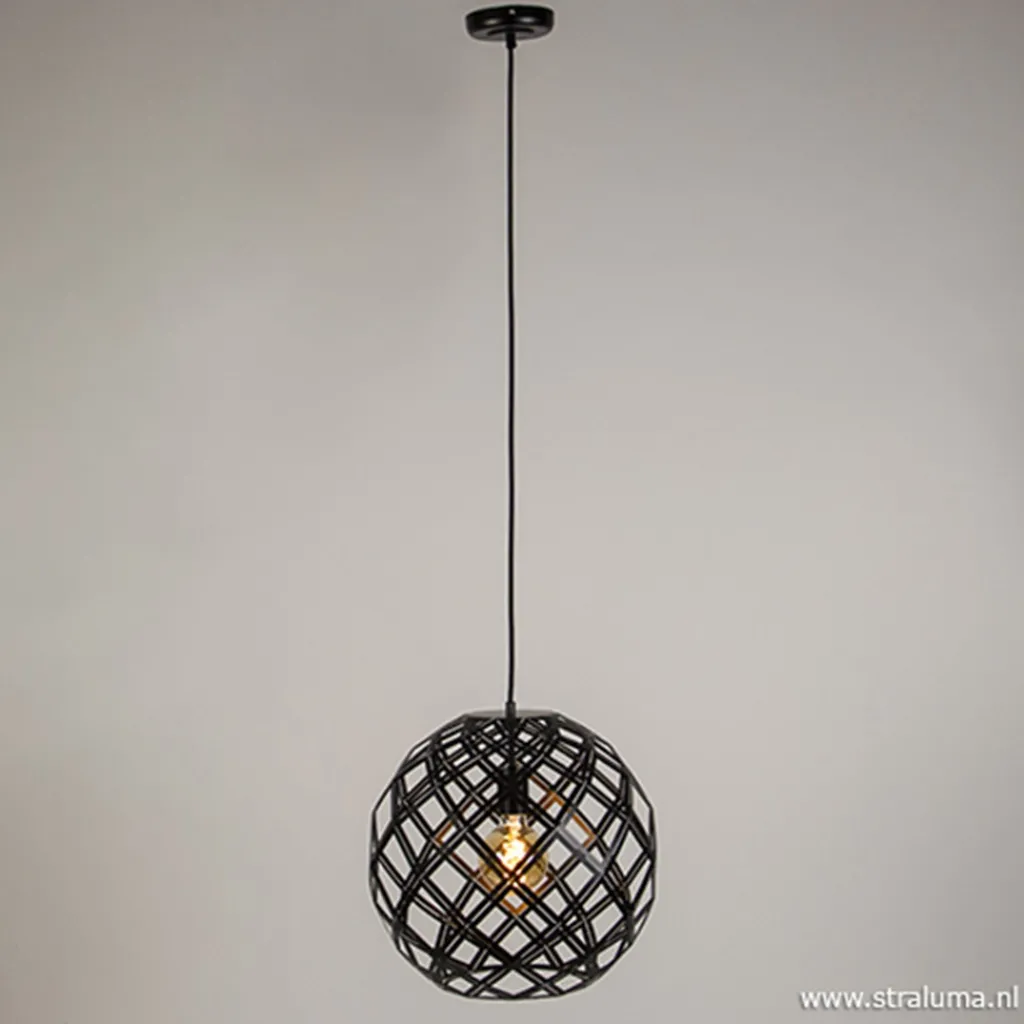 Straluma Hanglamp Emma bol zwart 40cm> Eettafellampen|Woonkamerlampen