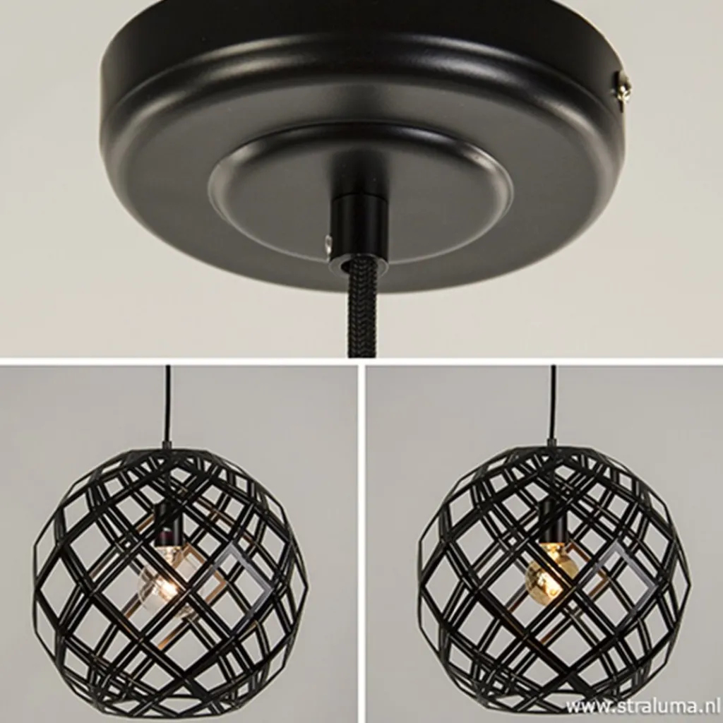 Straluma Hanglamp Emma bol zwart 40cm> Eettafellampen|Woonkamerlampen