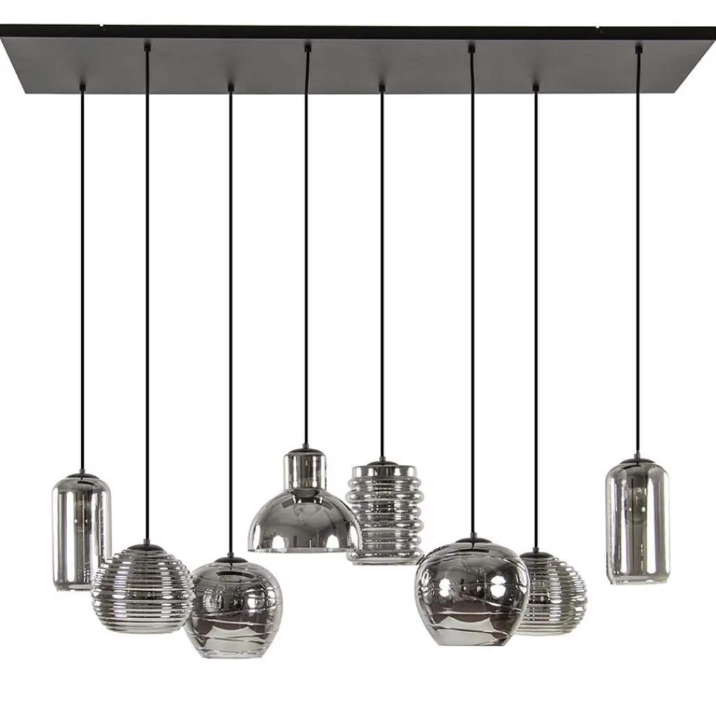 Straluma Hanglamp Fantasy 8L zwart + smoke glas mix> Eettafellampen|Pendel Lampen
