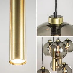 Straluma Hanglamp Globe 8L 6x glas/2xbuis goud><noscript><img width=