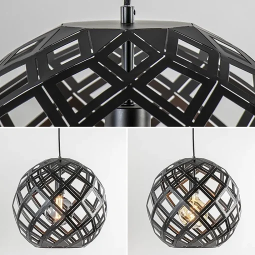 Straluma Hanglamp 3L balk bol zwart industrieel> Eettafellampen|Keukenverlichting