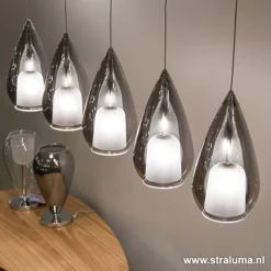 Straluma Hanglamp 5L druppel glas smoke><noscript><img width=