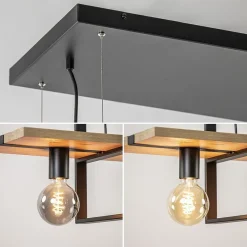 Straluma Hanglamp 4L zwart met houten planken><noscript><img width=