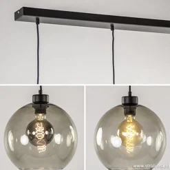Straluma Hanglamp 4-lichts balk zwart + smoke glas 25cm><noscript><img width=