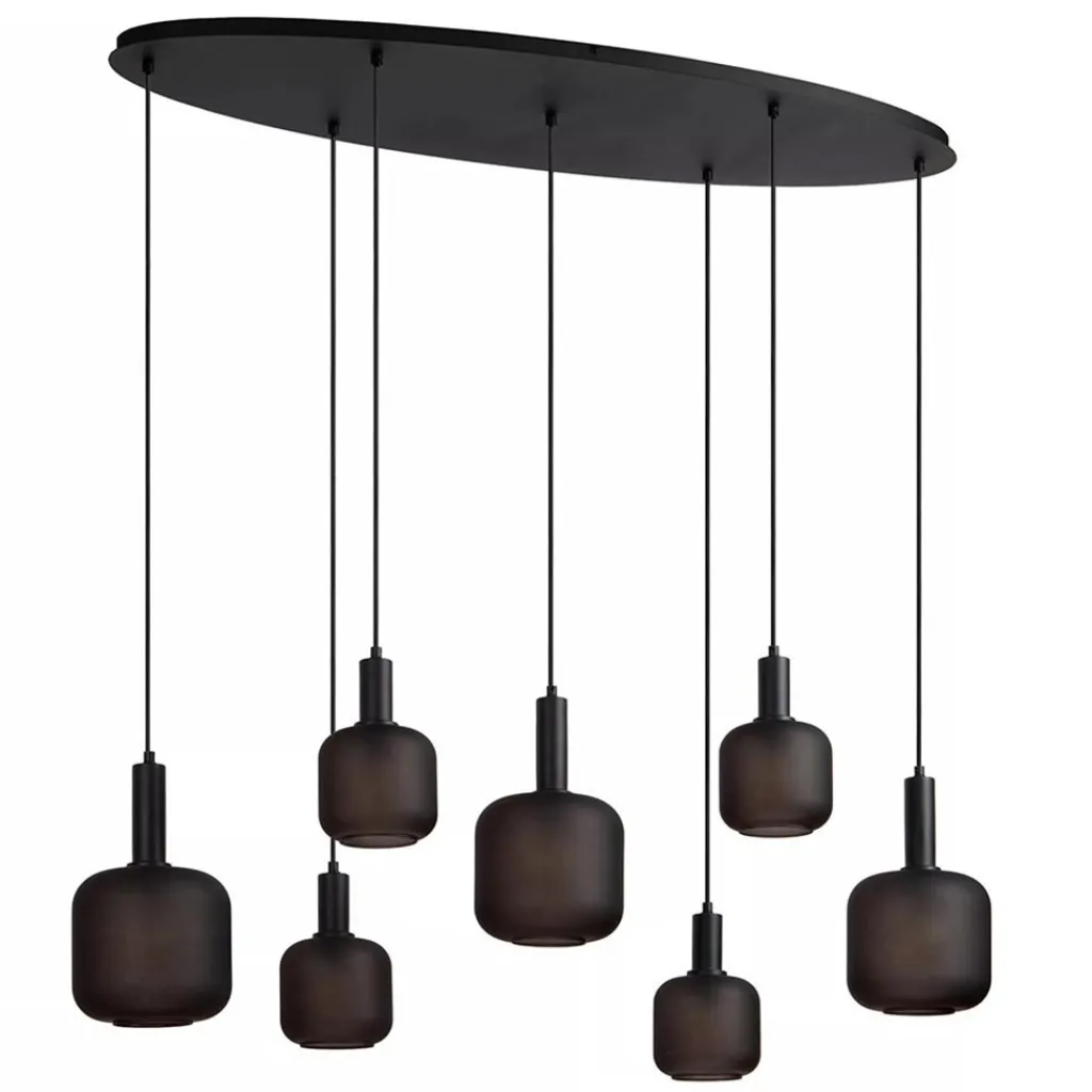 Straluma Hanglamp 7-lichts ovaal met mat zwart glas> Eettafellampen|Pendel Lampen