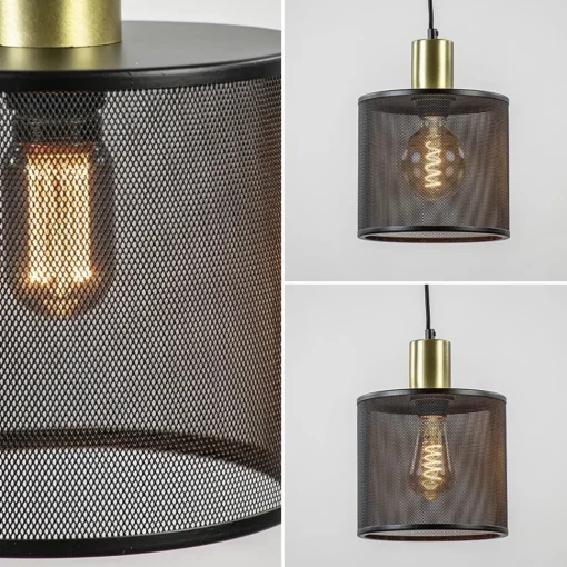 Straluma Hanglamp mat zwarte kap cilinder met goud> Keukenverlichting|Eetkamerverlichting