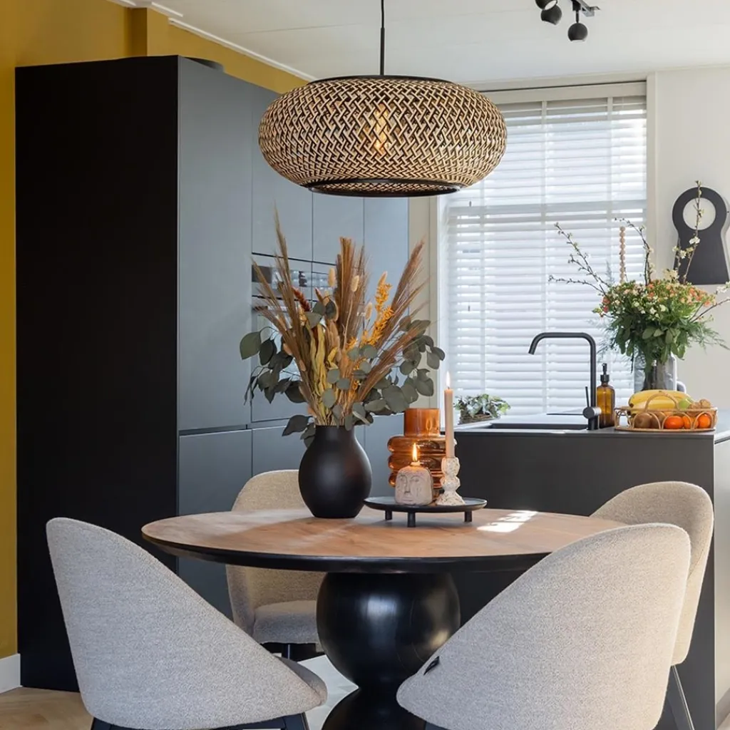 Straluma Hanglamp Maze bamboe/zwart 60cm> Eettafellampen|Woonkamerlampen