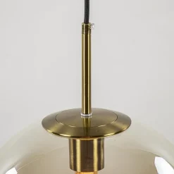 Straluma Hanglamp Medina satin gold/amber glas 30cm><noscript><img width=