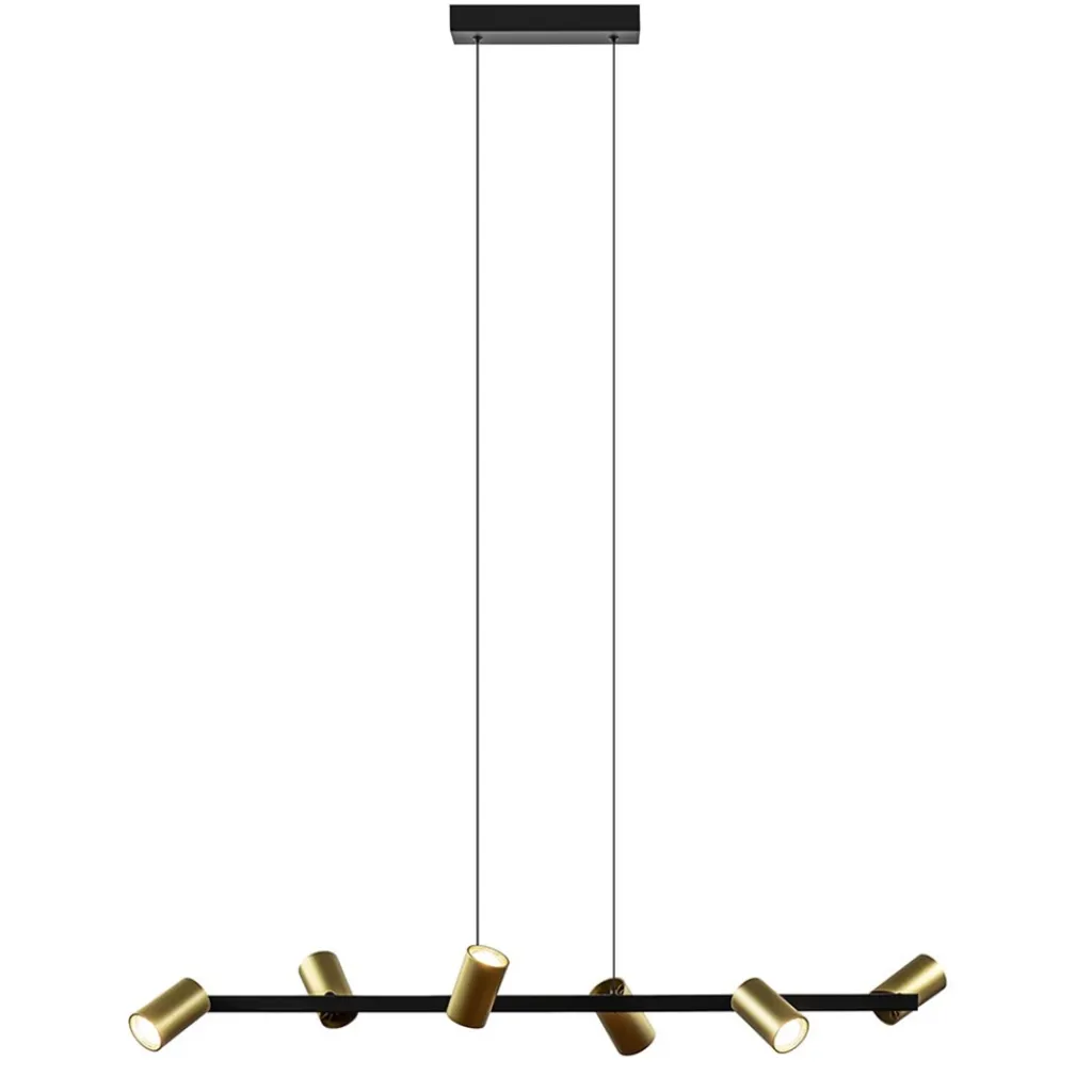 Straluma Hanglamp met spots 6-lichts zwart/goud> Eettafellampen|Kantoorverlichting