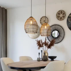 Straluma Hanglamp Meya 2-lichts zwart/goud met balk><noscript><img width=